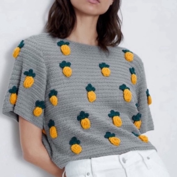 Zara Sweaters - Zara 100% Cotton Pineapple Sweater Tee